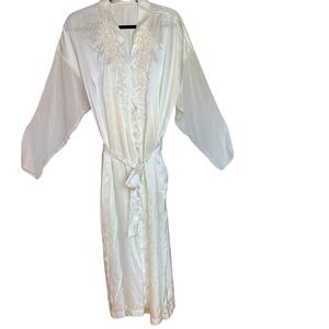 Alexandra Nicole Ivory Lace Pearl Applique Long Sleeve Robe Tie Waist Wedding XL